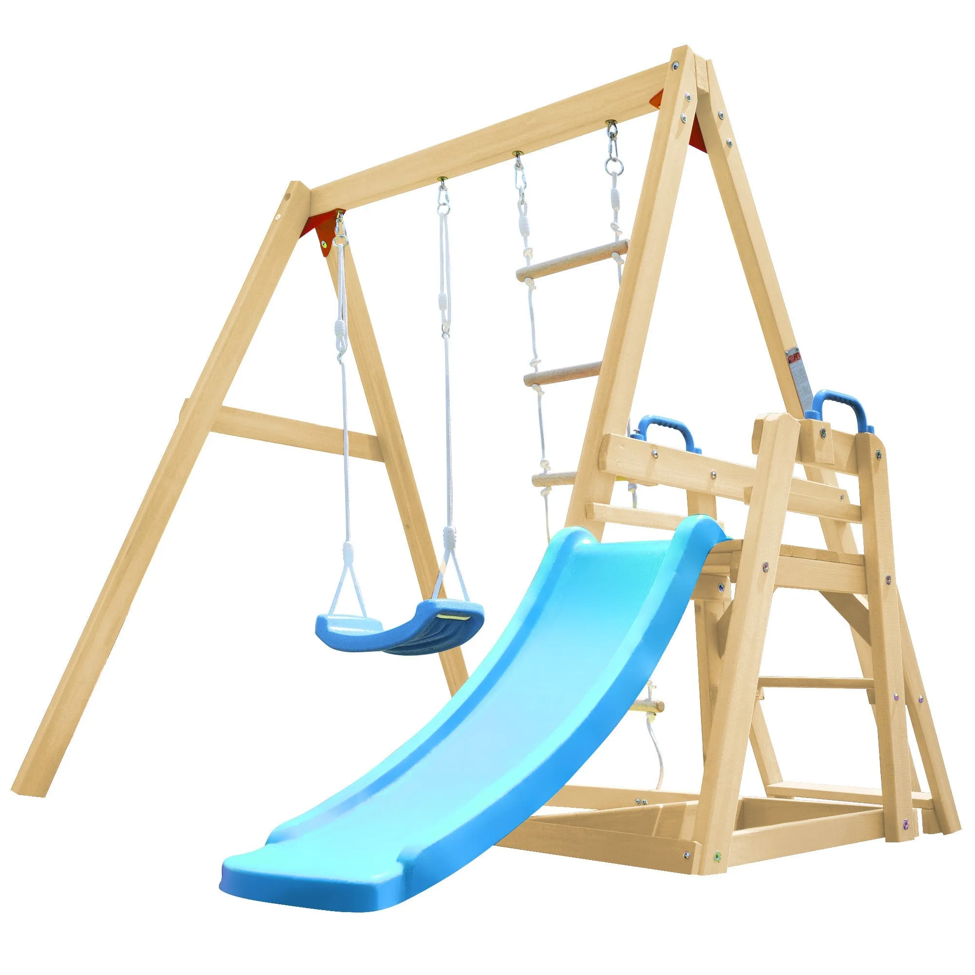 Wooden Swing-N-Slide Set: Ideal for Backyard Fun with Slide, Swings, and Climber. Toddler-Friendly and Easy to Assemble
