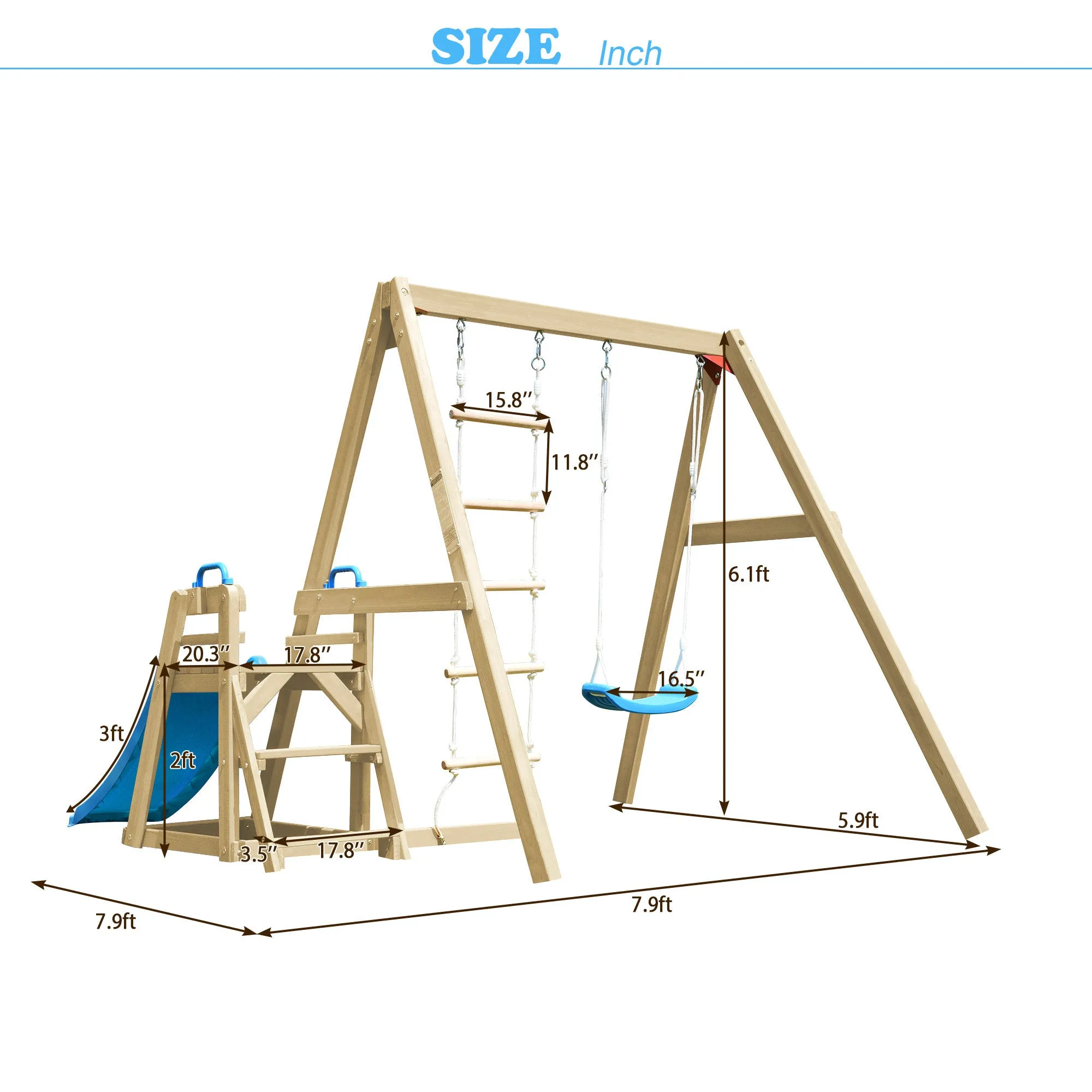 Wooden Swing-N-Slide Set: Ideal for Backyard Fun with Slide, Swings, and Climber. Toddler-Friendly and Easy to Assemble