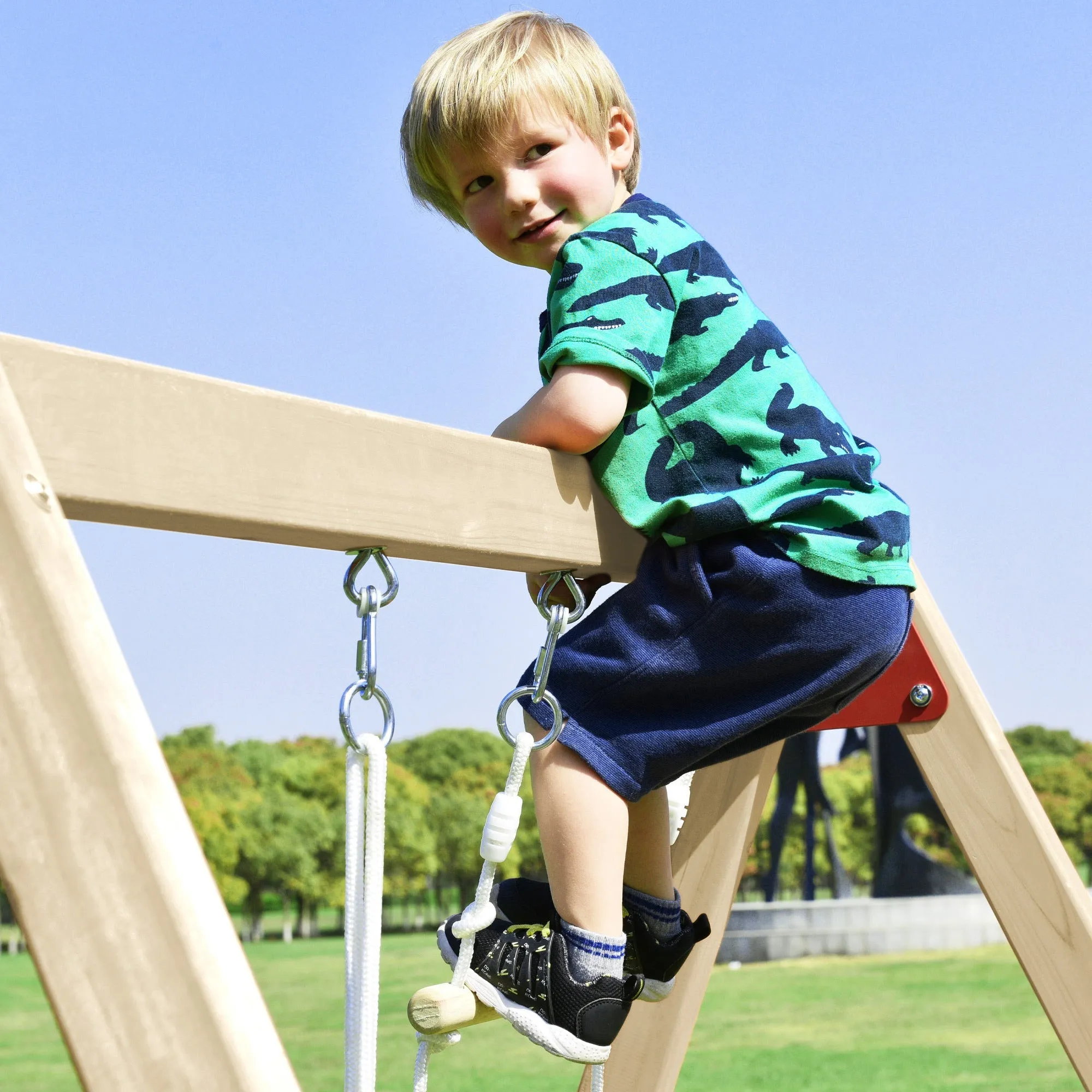 Wooden Swing-N-Slide Set: Ideal for Backyard Fun with Slide, Swings, and Climber. Toddler-Friendly and Easy to Assemble