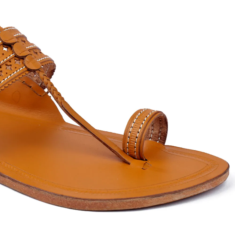 Yellow Handstitched Leather Kolhapuri Men Slipper