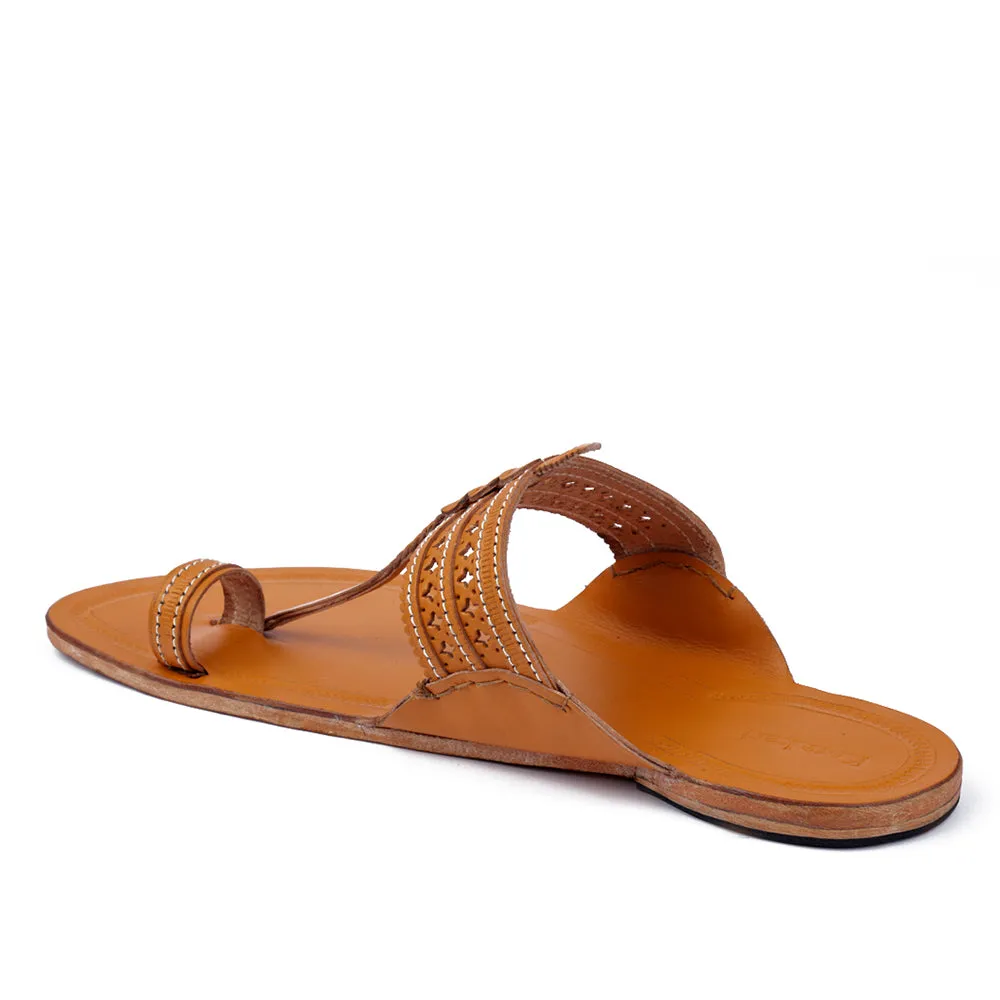 Yellow Handstitched Leather Kolhapuri Men Slipper