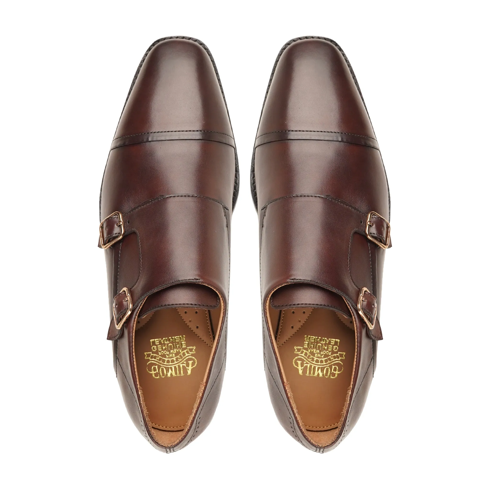 Yenz - Men's Dark Brown Calf Leather Double Monkstrap